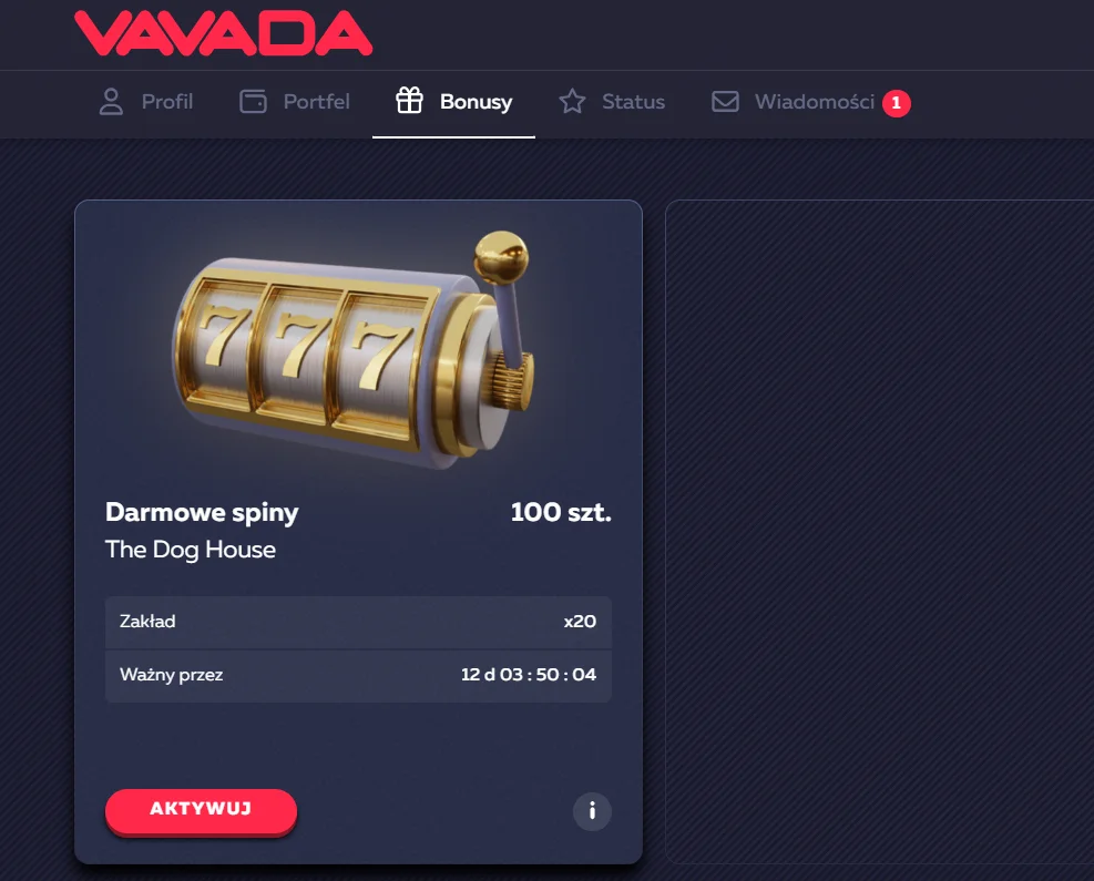 Vavada bonus bez depozytu 100 free spins